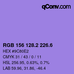 カラーコード: RGB 156 128.2 226.6 | qconv.com