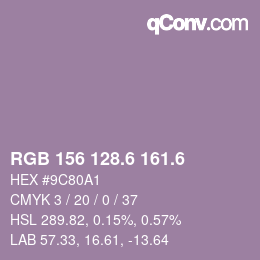 カラーコード: RGB 156 128.6 161.6 | qconv.com