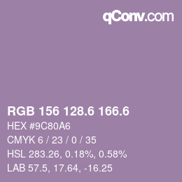 カラーコード: RGB 156 128.6 166.6 | qconv.com