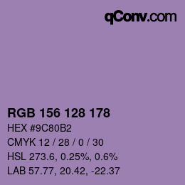 颜色代码: RGB 156 128 178 | qconv.com