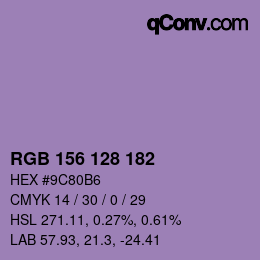 Código de color: RGB 156 128 182 | qconv.com