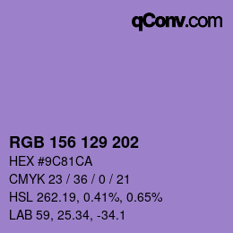 Color code: RGB 156 129 202 | qconv.com