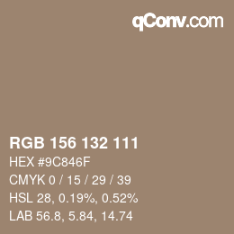 Farbcode: RGB 156 132 111 | qconv.com