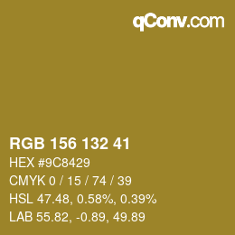 Color code: RGB 156 132 41 | qconv.com