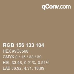 Farbcode: RGB 156 133 104 | qconv.com