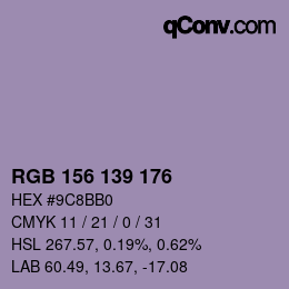Farbcode: RGB 156 139 176 | qconv.com