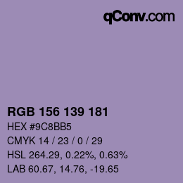 Farbcode: RGB 156 139 181 | qconv.com
