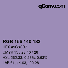 Código de color: RGB 156 140 183 | qconv.com