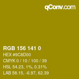 Color code: RGB 156 141 0 | qconv.com