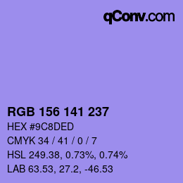 カラーコード: RGB 156 141 237 | qconv.com