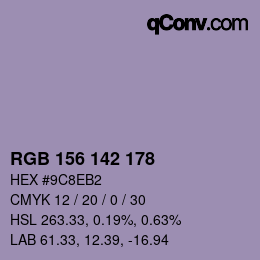 カラーコード: RGB 156 142 178 | qconv.com