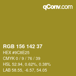 Color code: RGB 156 142 37 | qconv.com