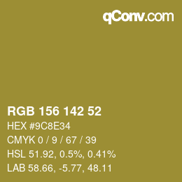 Color code: RGB 156 142 52 | qconv.com