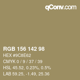 Color code: RGB 156 142 98 | qconv.com