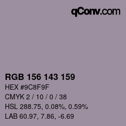 カラーコード: RGB 156 143 159 | qconv.com