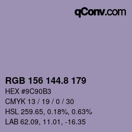 Color code: RGB 156 144.8 179 | qconv.com