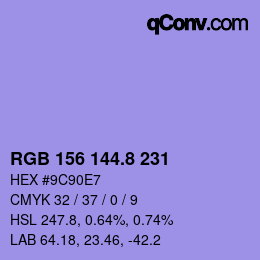 Color code: RGB 156 144.8 231 | qconv.com