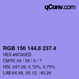 カラーコード: RGB 156 144.8 237.4 | qconv.com