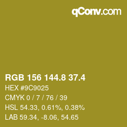 カラーコード: RGB 156 144.8 37.4 | qconv.com