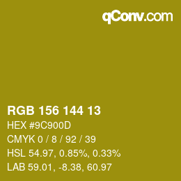 カラーコード: RGB 156 144 13 | qconv.com