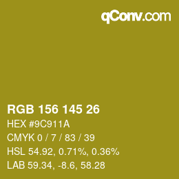Color code: RGB 156 145 26 | qconv.com