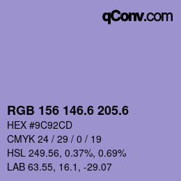 カラーコード: RGB 156 146.6 205.6 | qconv.com
