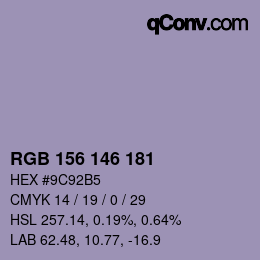 Código de color: RGB 156 146 181 | qconv.com