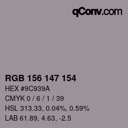 Code couleur: RGB 156 147 154 | qconv.com