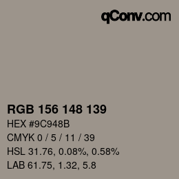 Código de color: RGB 156 148 139 | qconv.com