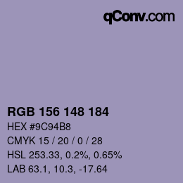 Farbcode: RGB 156 148 184 | qconv.com