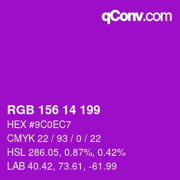 Color code: RGB 156 14 199 | qconv.com