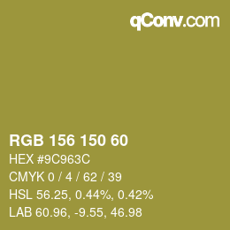 カラーコード: RGB 156 150 60 | qconv.com