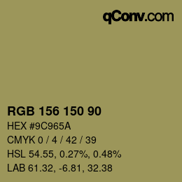 Code couleur: RGB 156 150 90 | qconv.com