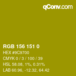 Color code: RGB 156 151 0 | qconv.com