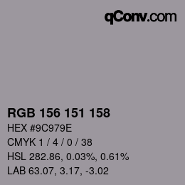 颜色代码: RGB 156 151 158 | qconv.com