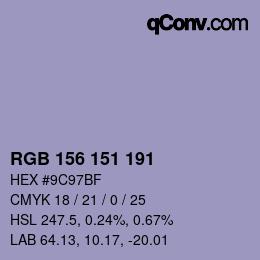 Color code: RGB 156 151 191 | qconv.com