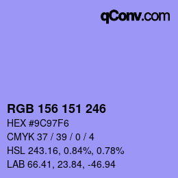 Color code: RGB 156 151 246 | qconv.com