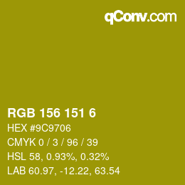 Color code: RGB 156 151 6 | qconv.com