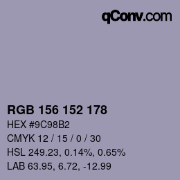 Color code: RGB 156 152 178 | qconv.com
