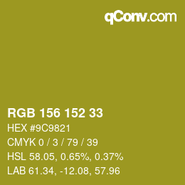 Color code: RGB 156 152 33 | qconv.com