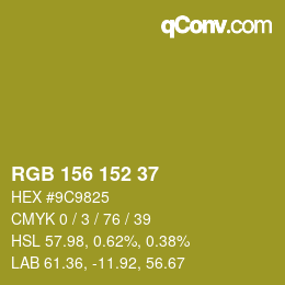 Color code: RGB 156 152 37 | qconv.com