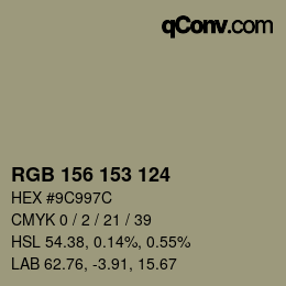 Color code: RGB 156 153 124 | qconv.com