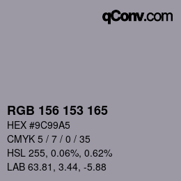 Color code: RGB 156 153 165 | qconv.com