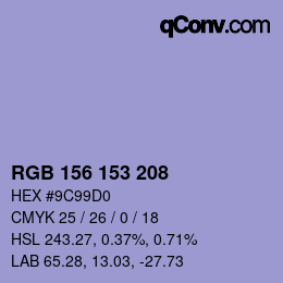 カラーコード: RGB 156 153 208 | qconv.com