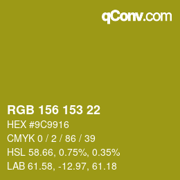 Color code: RGB 156 153 22 | qconv.com