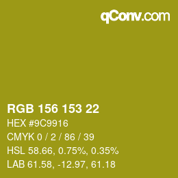 Color code: RGB 156 153 22 | qconv.com