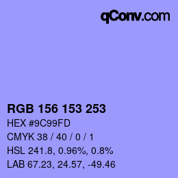 カラーコード: RGB 156 153 253 | qconv.com
