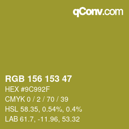 Color code: RGB 156 153 47 | qconv.com