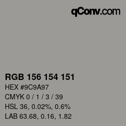 Código de color: RGB 156 154 151 | qconv.com