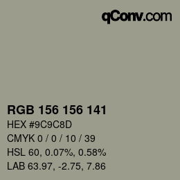 Color code: RGB 156 156 141 | qconv.com